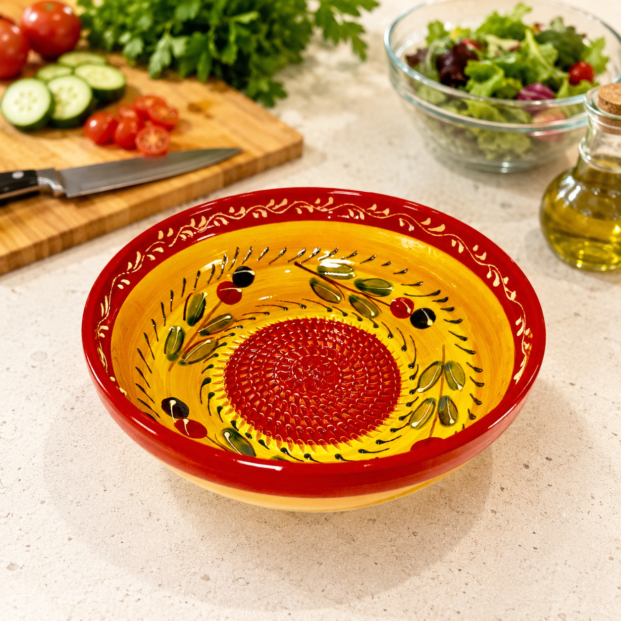 Salad dressing and marinade grater bowls