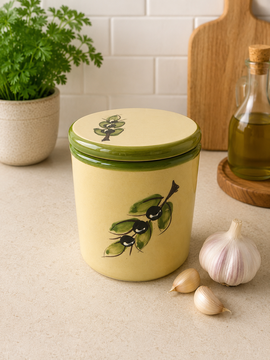 Garlic storage container and roaster