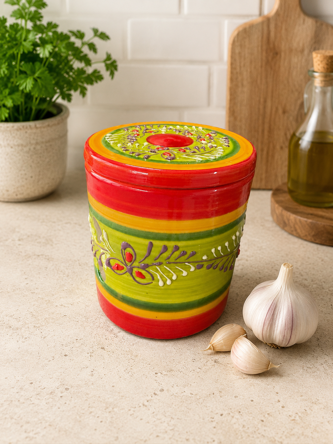 Garlic storage container and roaster